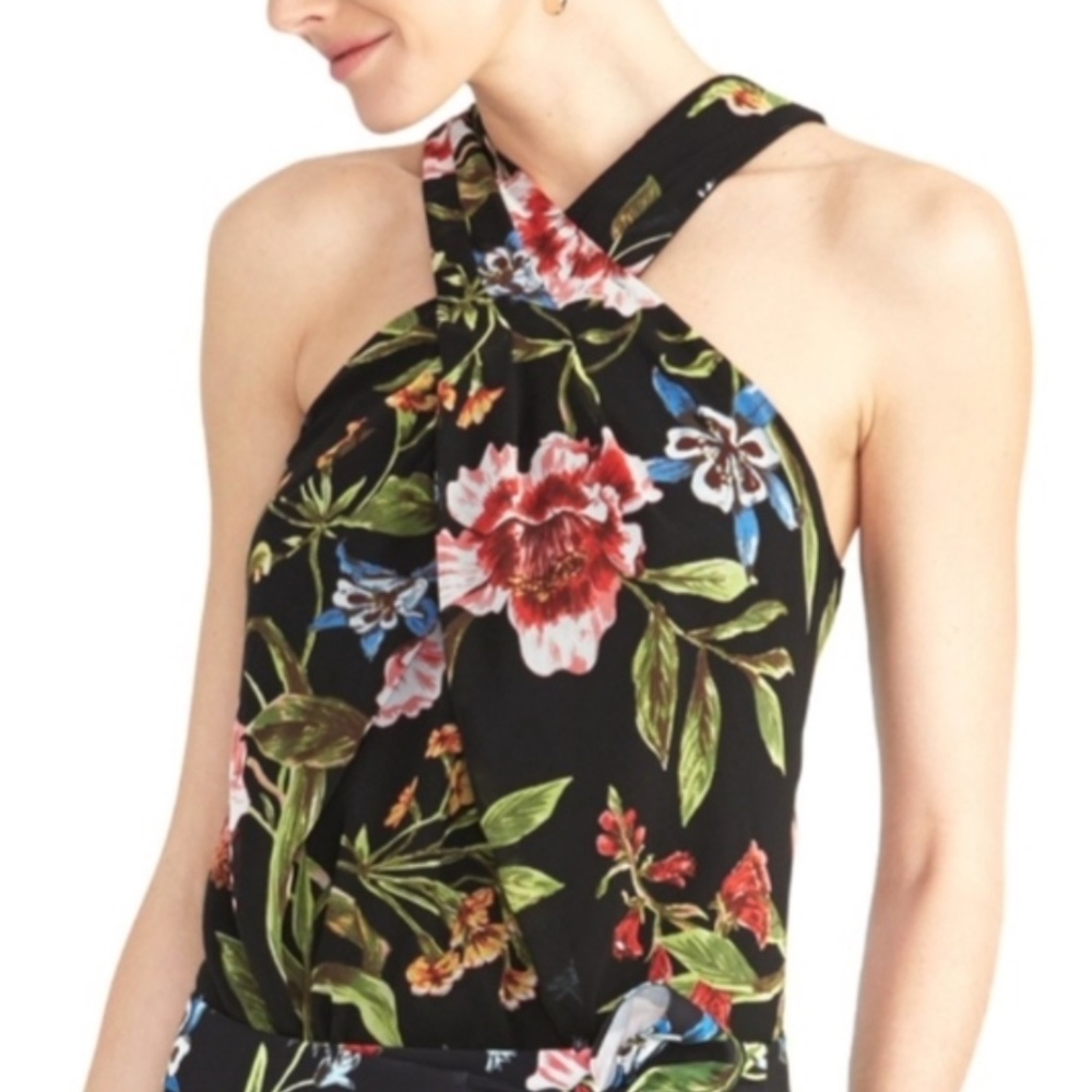 Floral Print A-Line Hem Sleeveless Halter Neck Top NWOT |